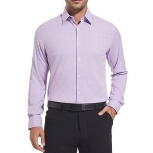 NEW DUCHAMP Men's 16.5/ L Slim Fit Purple Stripe Button Down Dress Shirt Cotton
